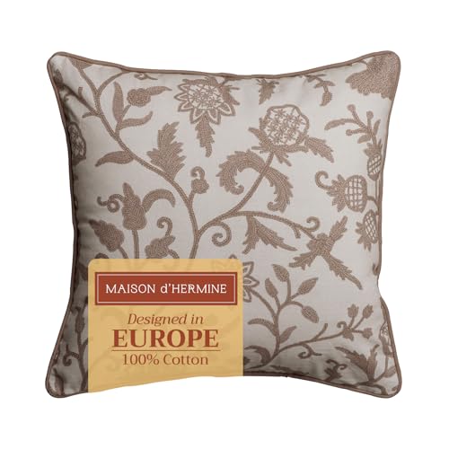 Maison d' Hermine Throw Pillow Covers 100% Cotton (18" x 18" - Pack of 1)