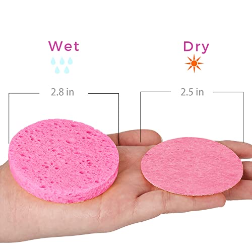 Gainwell 50-Count Compressed Facial Sponges For Daily Facial Cleansing And Exfoliating, 100％ Natural Cosmetic Spa Sponges For Makeup Remover, Reusable, Pink #TOP1