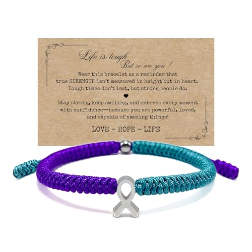 LAMIBEE Bracelet For A Cause, Awareness Ribbon Bangle Bracelets, Wristbands Get Well Soon, Protection Surfer String Bracelet for Men, Women Boho Amulet Style