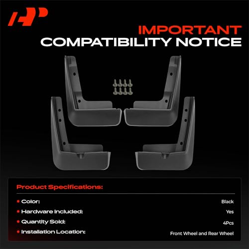 Image of A-Premium Mud Flaps Compatible with Kia K5 2021 2022 2023 2024 2025 Sedan, No Drilling Required Mud Guards with Hardware Accessories, Set of 4 Front and Rear