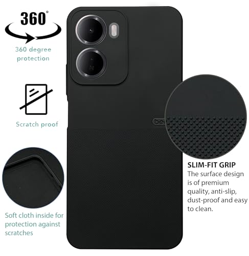 Image of NIUKIN Rugged Soft Back Case for Redmi 15A 5G | Shockproof Scatrchproof Cover | Black (Design 02)