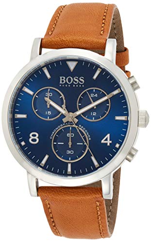 Preisvergleich Produktbild BOSS Herren Chronograph Quarz Uhr mit Leder Armband 1513689