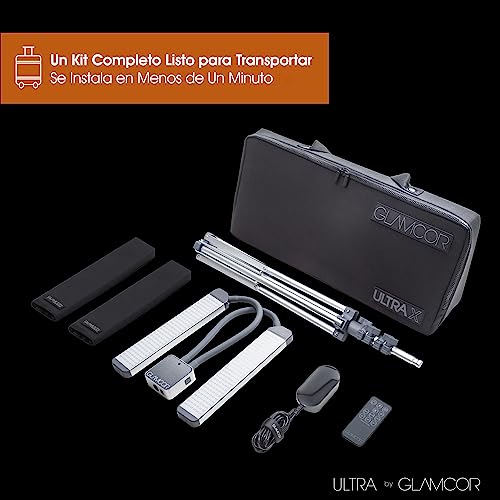 Glamcor O Kit De Iluminação LED Portátil Ultra X Para Maquiadores, Esteticistas E Vídeo E Fotografia