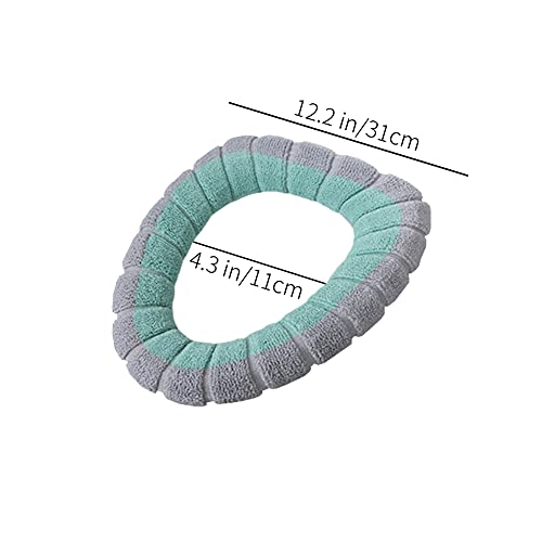 Csheng WC-Sitzauflage WC-Abdeckung Sitz Kontrastfarbe Griff WC-Sitz Plüsch Gestrickter WC-Sitz Warmer WC-Sitz Weiches Badezimmer-WC-Kissen Für Den Haushalt b – Bild 3