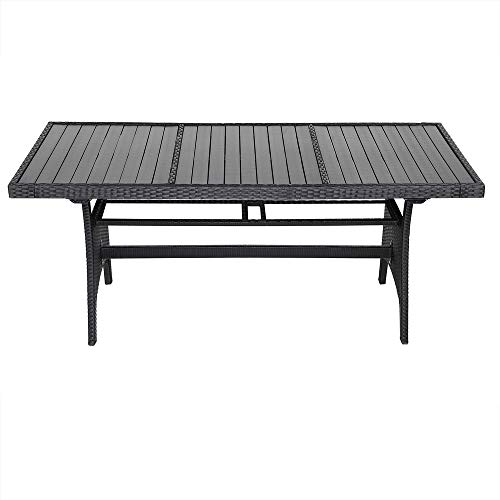 Casaria Polyrattan Gartentisch 190x90x74cm mit Ablage WPC-Tischplatte Höhenverstellbar Holzoptik Wetterfest Garten… – Bild 6