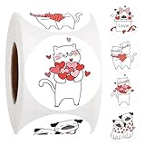 500PCS Valentine's Day Stickers,1 Inch Kawaii Love Cats Dogs Roll Stickers Valentine's Day Envelope Labels Gift Packaging Sealing Stickers Scrapbooking Adhesive Stickers for Party Gift Decorations