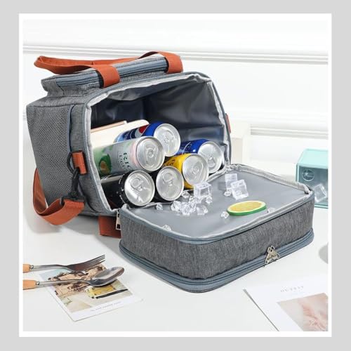 Bolsa Térmica Grande Espaçosa Dois Compartimentos Lancheira Para Marmita, Passeio, Escola, Faculdade