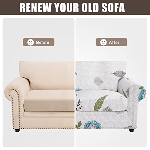Searchi Stretch Sofa Cover Printed Couch Cover, Floral Pattern 3 Pieces Loveseat Slipcover With 2 Separate Cushion Cover, Washable Furniture Protector For Living Room(Loveseat, Autumn Leaves) #TOP6