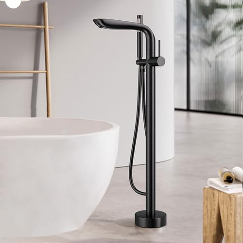 Robinet de baignoire îlot gris avec douchette au fini mat et épuré