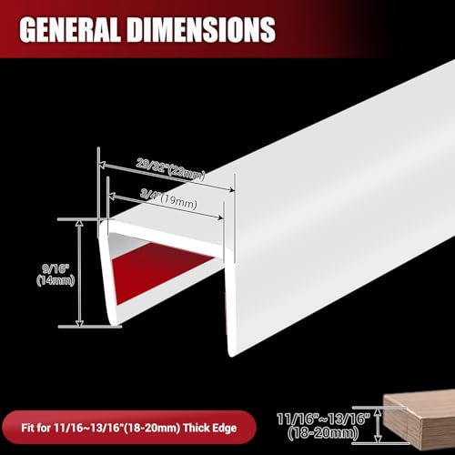 Image of Rubber Edge Trim, Flexible Self-Adhesive U Shaped Peel and Stick Edge Banding, 3 /4 inch(19mm) Wide Size U Channel Edge Protector, Baby Proof Edge Guards for Cabinets, Plywood, Furniture, 20Ft, White