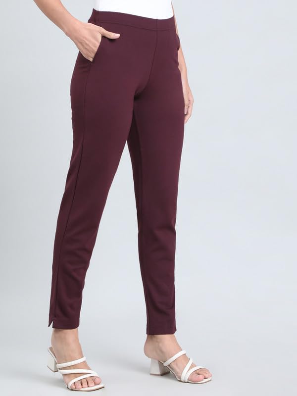 Image of GO COLORS Ponte Smart Kurti Pants Full Length for Women | Breathable, Mid Rise