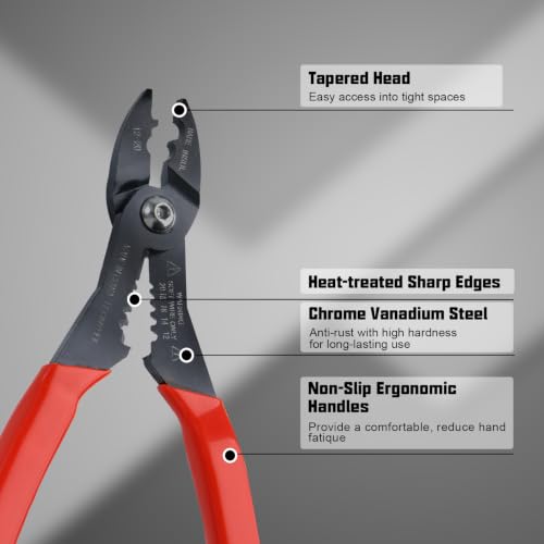 Image of 4-in-1 Multi Purpose Electricians Pliers with Wire Cutter, Crimper, Gripper, Stripper| Compact Wire Stripper Terminals Kit| Crimping Tool for 12-20AWG Insulated & Non-Insulated Wires