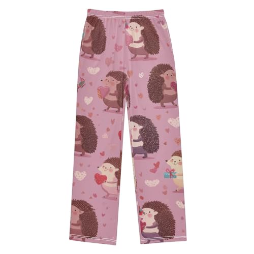 Hedgehog Sweet Love Boys Long Pants Soft Trousers Elastic Waist Kids Lounge Bottoms with Pockets S-XL