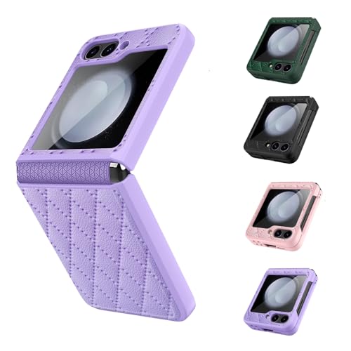 Coque Z Flip 6 en cuir au schéma de diamant élégant et tpu robuste