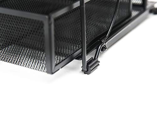 Exerz Mesh Desk Organizer Office Supplies 3 Trays/Desktop File Holder with Sliding Drawer and Hanging File Holder/Vertical Upright Section for Office Home Multifuntional - Black