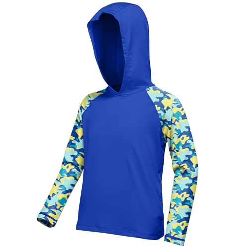 Image of Boys Rash Guard Swim Hoodie, Kids Long Sleeve Sun Fishing Shirts