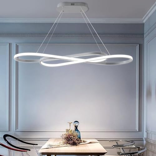Image of Modern LED Chandelier Dining Room Pendant Light Dimmable Creative Chandelier Remote Control Color /Brightness 3000-6000K Adjustable Hanging Lamp for Bedroom Living Room Kitchen (Silver)