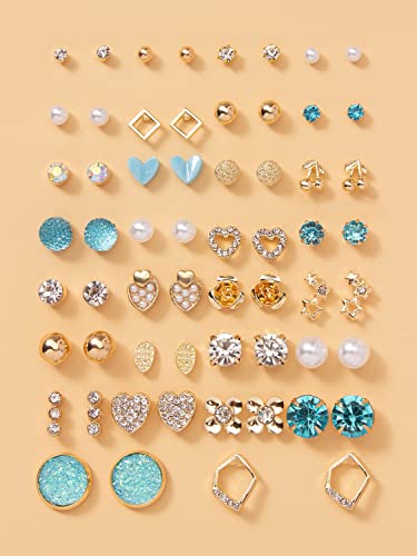 Image of Shining Diva Fashion 30 Pairs Combo Set Stylish Crystal Pearl Earrings for Women and Girls
