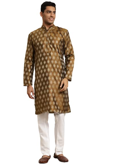 Sojanya (Since 1958 Men'S Silk Blend Indian Traditional Ethnic Dresses Booti Jacquard Only Long Kurta
