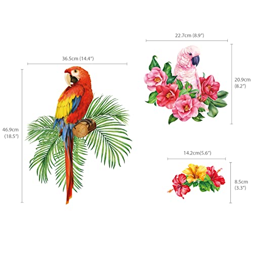 Bashom Sg2-108 Tropical Plants Parrot Wall Decals Green Leaf Birds Watercolor Stickers For Kids For Nursery Bedroom Living Room Art Home Decor Murals Removable #TOP5