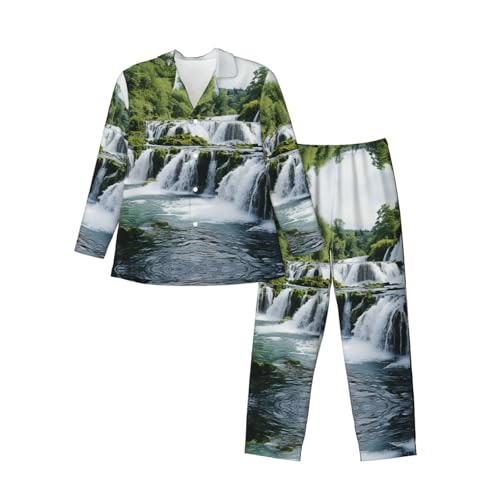 Pyjama homme manches longues Islande contre le froid nocturne ensemble fluide noir à poches