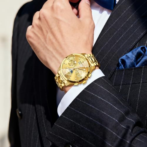 Image of OPK Watches for Men Diamond Roman Analog Mens Watches Waterproof Large Stainless Steel Men Wrist Watch Business Father Gift Watch Blue