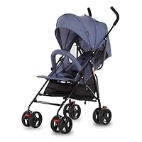 Dream On Me Vista Moonwalk Baby Stroller in Blue, Lightweight Infant Stroller with Compact Fold, Multi-Position Recline Umbrella Stroller with Canopy, Extra Large Storage and Cup Holder