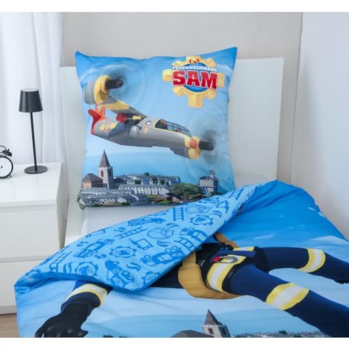 Parure de lit Sam le Pompier 100% coton de qualité supérieure avec fermeture - 7