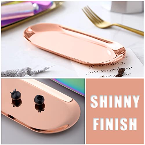 Bymivofun Oval Tray, Oval Cosmetic Tray, Stainless Steel Storage Tray, for Jewellery Storage Snacks, Tea Tasting, Candles - Image 3