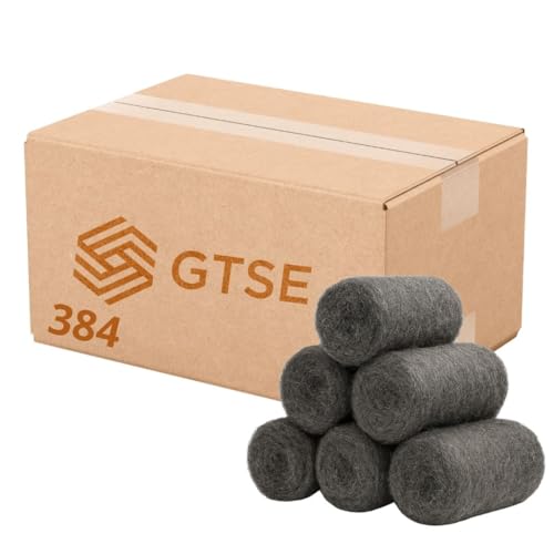 GTSE Steel Wool Pads, 384 Pads (8 Packs), Grade 0 Metal Fibers, Fabric Extra Fine Steel Wool, Pest Control, Hole Covers, Wall Fill, Polishing Metal, Versatile Cleaning and Abrasion Tool