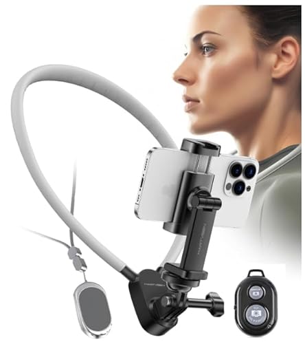 SRIKEKL Magnetische nektelefoon en actiecamera houder, POV/Vlog handsfree opname, compatibel met iPhone, Samsung, GoPro, DJI, Insta360 (met afstandsbediening)