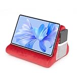 GREENSAPPIRE Cozy Suede Tablet Stand Cushion – Soft Lap Pillow for iPad and E-Readers with Secure Side Pocket, Perfect for Bed, Couch or On-the-Go (Red)