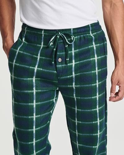 Real Essentials 3 Pack: Mens Fleece Plaid Pajama Pants - Lounge Pajama Bottoms(Available in Big & Tall) Set 3,3XL4