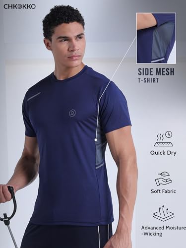 Image of CHKOKKO Gym T Shirts for Men Workout Quick Regular Dry Fit Sports Tshirt for man Breathable Moisture-Wicking Half Sleeve Round Active wear Running Boys T Shirt