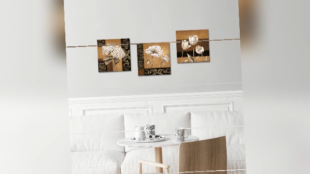 IHAPPYWALL Leinwand-Bilder-Set – 3 Teile, Rustikale Blumen (Mohn, Tulpe, Hortensie), Fertig Gerahmt, 91,4 X 30,5 Cm