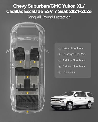 Image of 3W Floor Mats & Cargo Liner for 2021-2026 Chevy Suburban