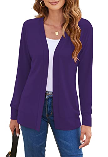 Image of Womens Casual Lightweight Long Sleeve Cardigan Flowy Soft Open Front Knit Cardigan Sweaters