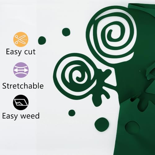 Image of guangyintong Dark Green Heat Transfer Vinyl HTV Rolls, 12 inch x 8ft Dark Green Iron on Vinyl for T-Shirts Glossy Surface HTV Vinyl for All Cutter Machines Easy to Cut & Weed for Heat Vinyl Design