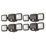 Mr. Beams MB3000 High Performance Wireless Battery Powered Motion Sensing Led Dual Head Security Spotlight, 500 Lumens, Brown, 4 Pack