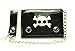 Skull Crossbone Embroidered Shiny Patent Tri-fold Bikers Wallet with 16
