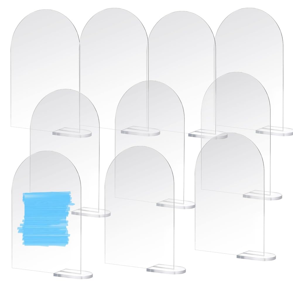 CTRLZS 20PCS Clear Acrylic Sign Arch with Stand Blank Guest Name Tags Wedding Table Number Holder Decoration Supplies