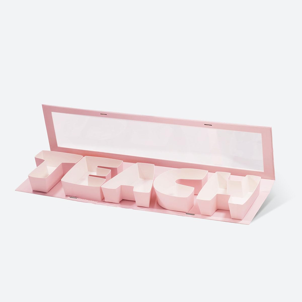 Geoto 25.7"x6"x2" Pink/Red/White/Black/Navy Blue Creative Teachers' Day Cardboard Gift Wrapping Box, Idea Fillable TEACH Letter Shaped Gift Boxes(Pink