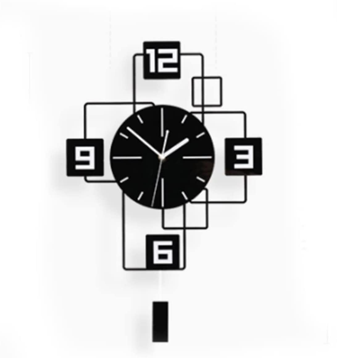 MYUYEE Farmhouse Vintage Clock Square Hand Black Sticker Home ation Clock Mute for Living Room Bedroom for Bedroom Office,Svart-40 * 62cm (Svart-40 * 62cm)