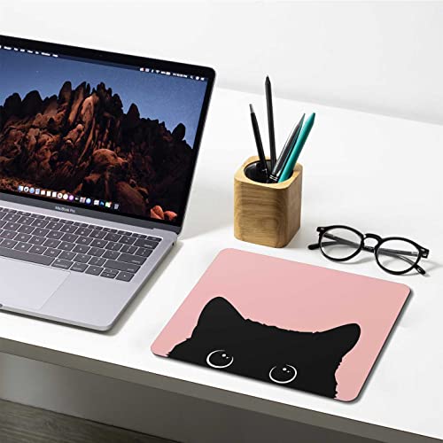 Huocairen Cute Kitten Mouse Pad, Cat Mouse Pad For Kids Girls, Pink Kawai Mouse Pad, Anti-Slip Rubber Mousepad For Computer & Laptop, 9.5X7.9 Inch, Black Cat #TOP5