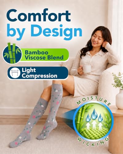 Image of Doctor's Select Bamboo Viscose Light Compression Socks for Women & Men - 3 Pairs, 8-15 mmHg Compression Socks, Knee High