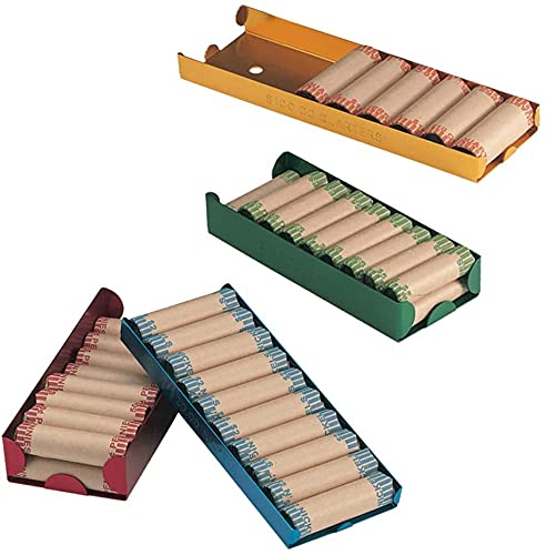 BankSupplies Coin Trays | Metal Money Tray | Money Organizer Complete Set | Color Coded to Federal Reserve Standards | Penny, Nickel, Dime, Quarter | Stackable Sorting Trays