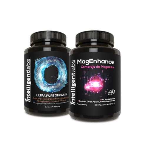Intelligent Labs Pack 2-en-1: MagEnhance (Magtein L-Treonato, Glicinato, Taurato) y Omega-3 Triglicérido (2250mg). Suplemento para la Salud Cerebral, Cardiovascular y Vitalidad Diaria.