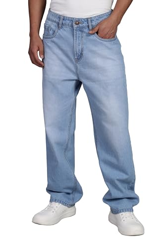 Image of INKD Men's Classic Relaxed Jeans - Mid-Rise | 100% Cotton | 5 Pocket Styling | Baggy Jeans for Man | Men's Bottomwear (Available in Plus Sizes)