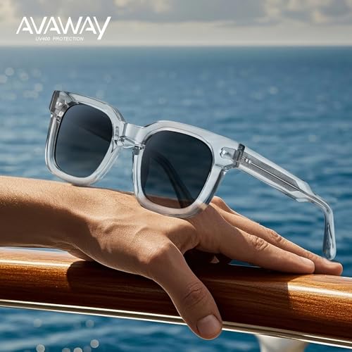 AVAWAY Polarized Sunglasses for Men Uv400 Protection Trendy Classic Acetate Square Outdoor Driving Sun Glasses AV2793