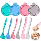 Cat Food Can Covers Lids Can Lids For Dog Food Pet Food Can Covers 10Pcs Universal Most Standard Size Silicone Lid Saver Toppers with Spoon Spatula for Pet Wet and Canned Food Storage (MIX SET)